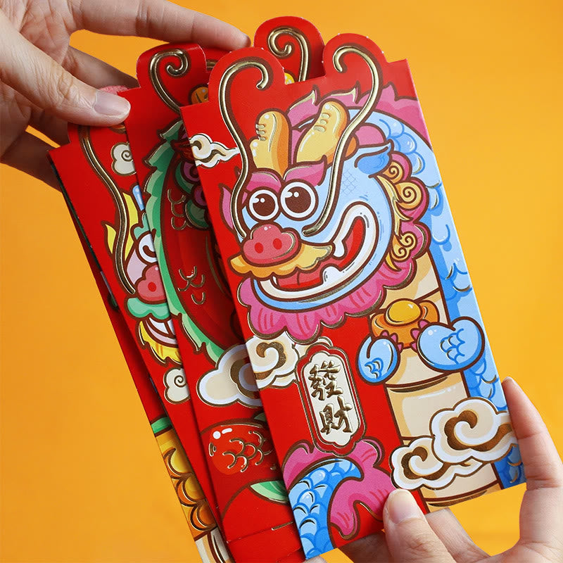 6Pcs Chinese Red Envelope Year of the Dragon 2024