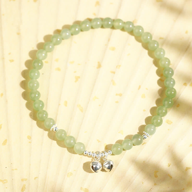 6mm Hetian Jade Prosperity Bell Charm Anklet for Spiritual Growth
