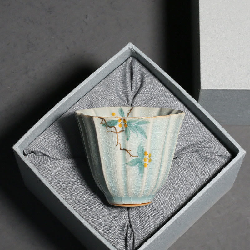 Loquat Dogwood Ceramic Kung Fu Tea Cup 75ml Zen Decor