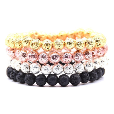 Lava Stone Chakra Bracelet for Relaxation and Balance