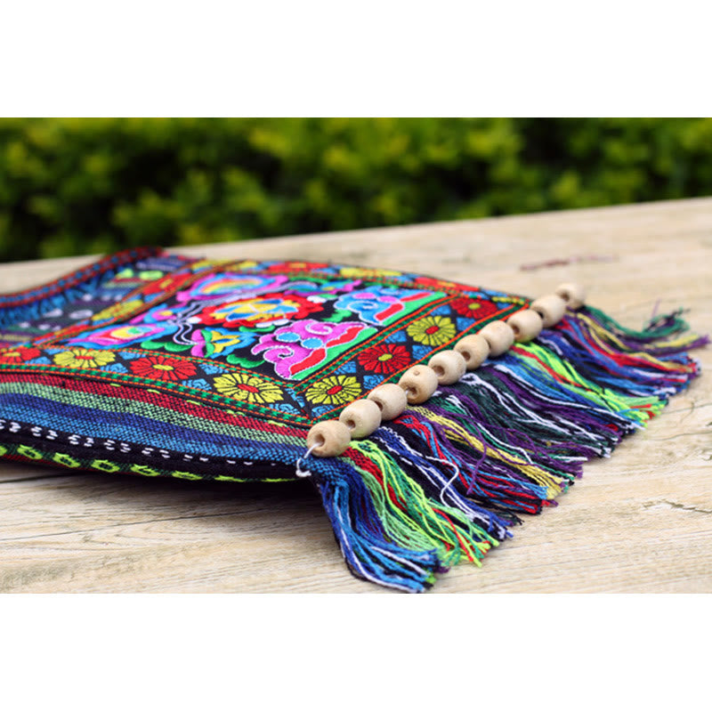 Canvas Camellia Crossbody Bag | Handmade Embroidered Shoulder Bag