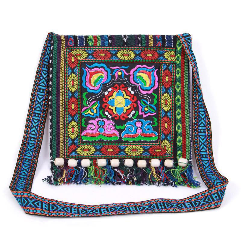 Canvas Camellia Crossbody Bag | Handmade Embroidered Shoulder Bag