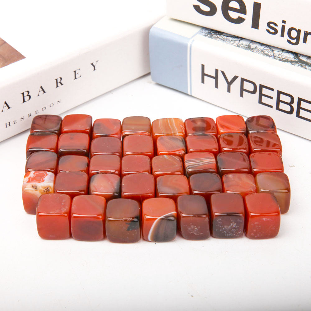 Carnelian Crystal Cubes 1.5-2cm Healing Stone Bag