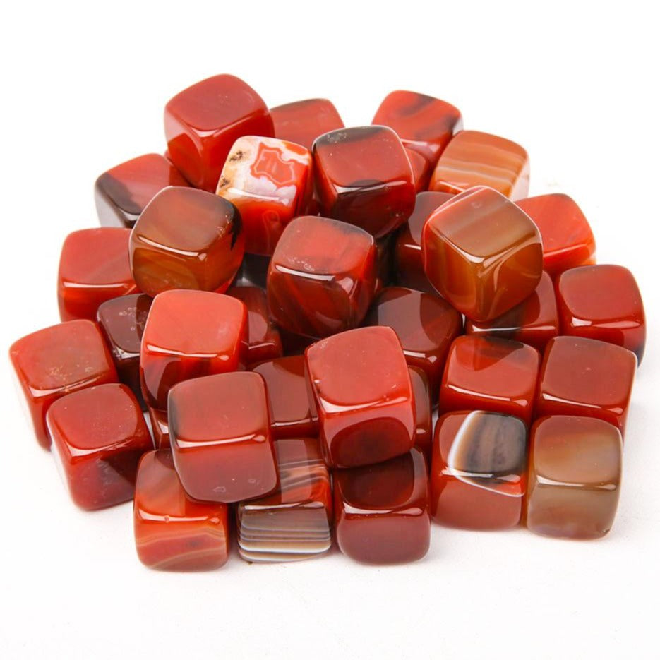 Carnelian Crystal Cubes 1.5-2cm Healing Stone Bag