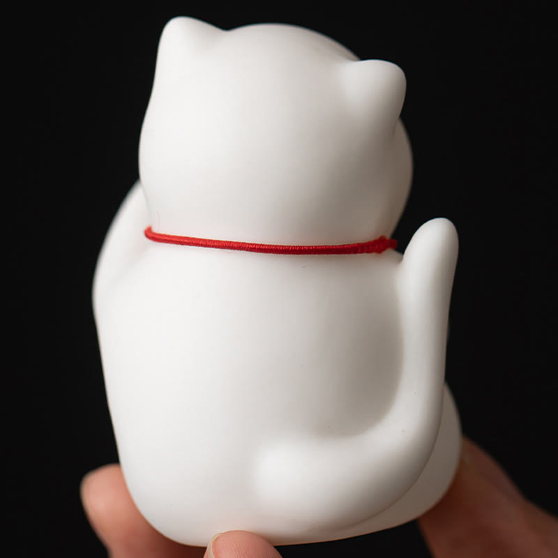 Cat Bell Ceramic Incense Burner with Bamboo Mat for Meditation