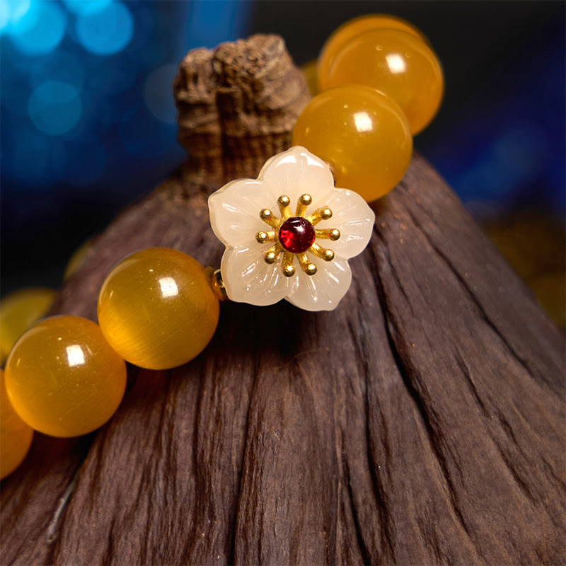 Cat's Eye Chrysoberyl Flower Love Bracelet | Healing Sounds