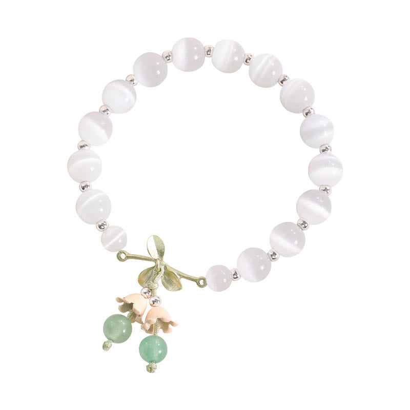 Cat's Eye Green Aventurine Peace Charm Bracelet 8mm