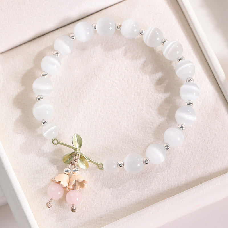 Cat's Eye Green Aventurine Peace Charm Bracelet 8mm