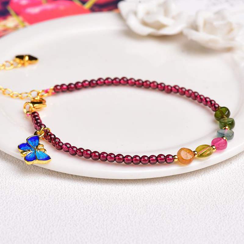 Garnet Tourmaline Protection Bracelet Anklet for Balance