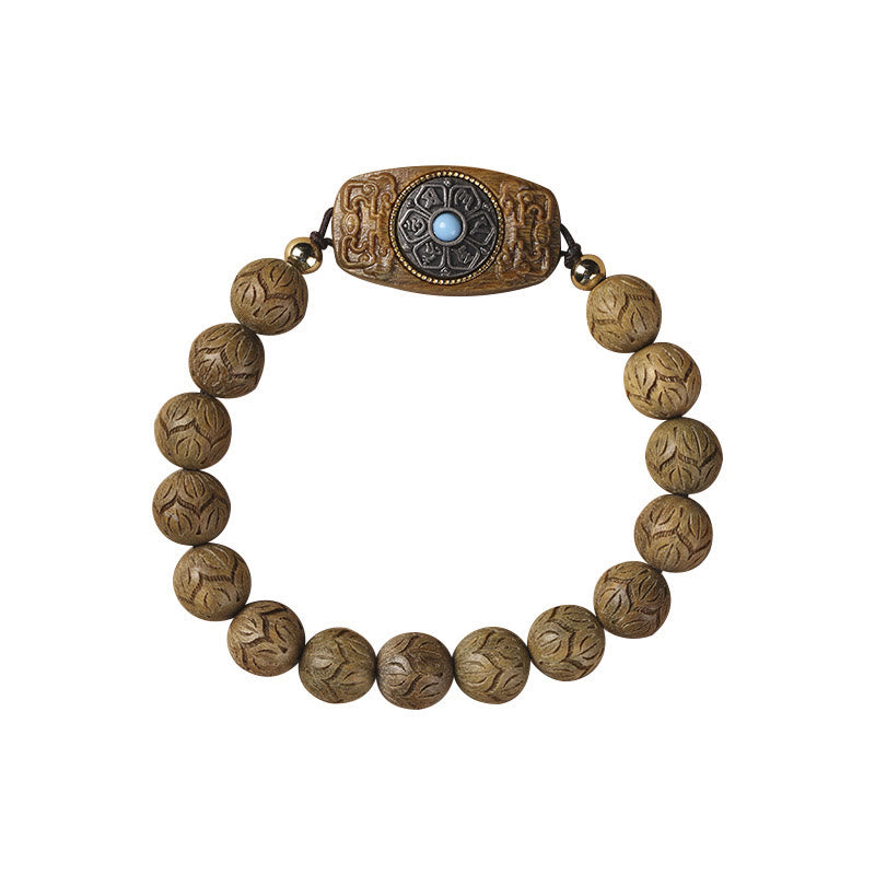 10mm Green Sandalwood Om Mani Padme Hum Bracelet