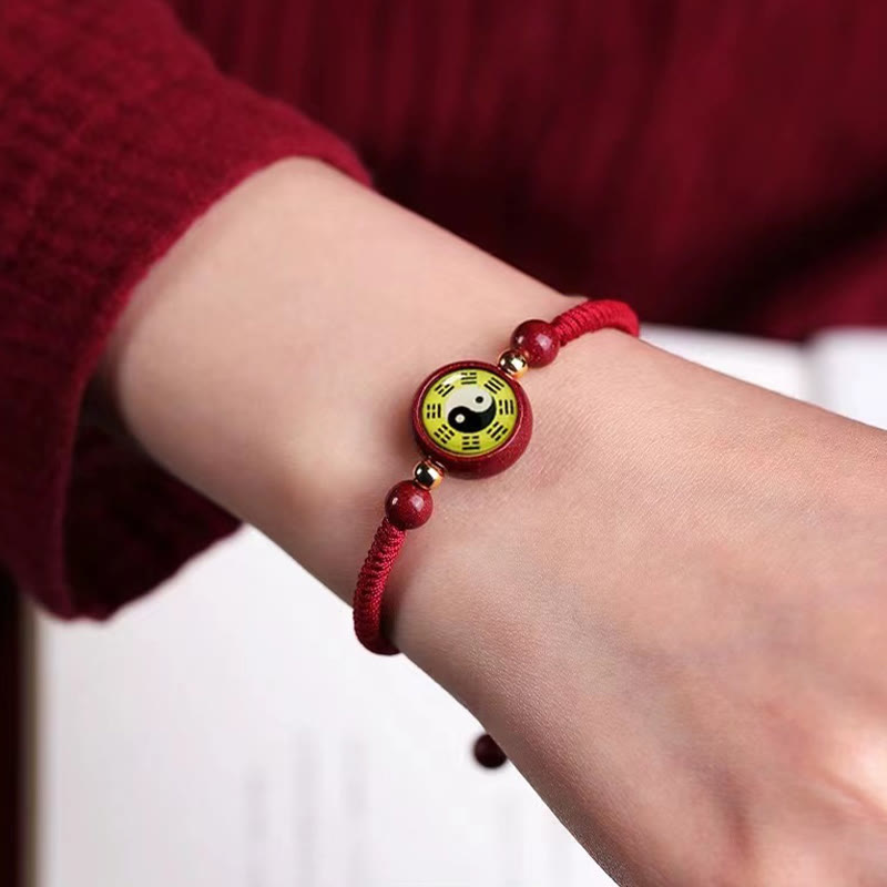 Cinnabar Red String Yin Yang Bracelet for Luck & Balance