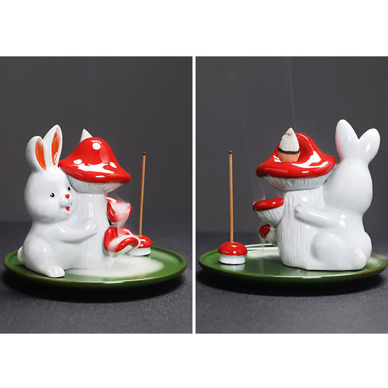Year of the Rabbit Ceramic Incense Burner with Bunny Design