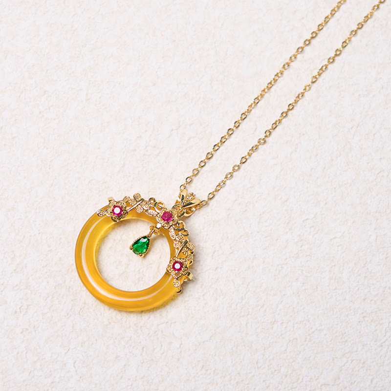 Green Chalcedony Peace Buckle Strength Necklace