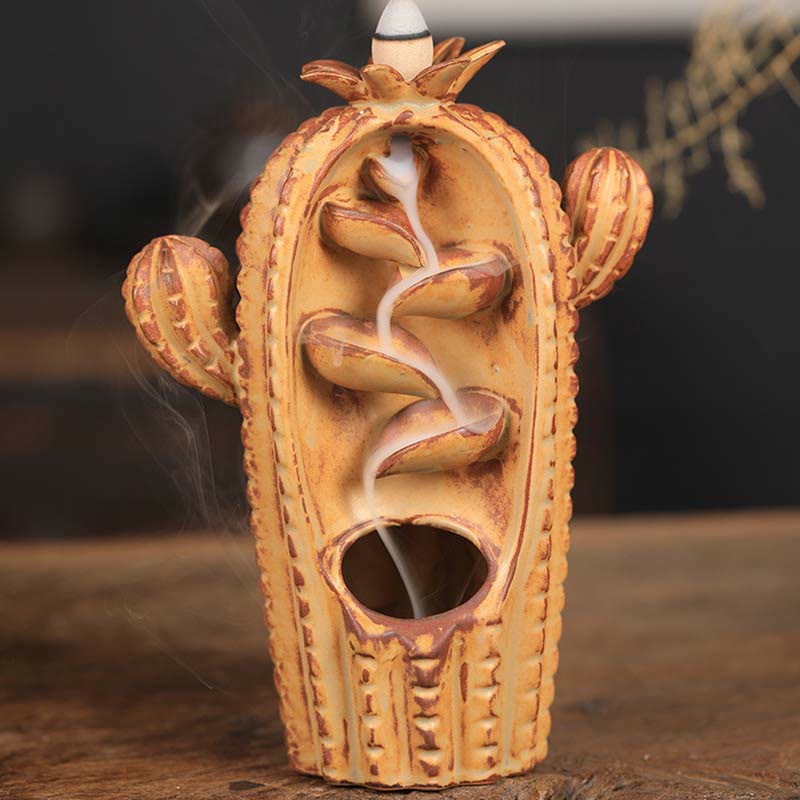 Ceramic Backflow Cactus Incense Burner 12.5cm Relaxation