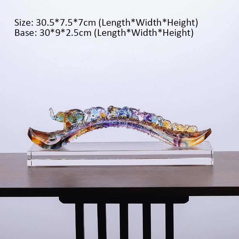 Handmade Liuli Crystal Ruyi Elephant Art Figurine