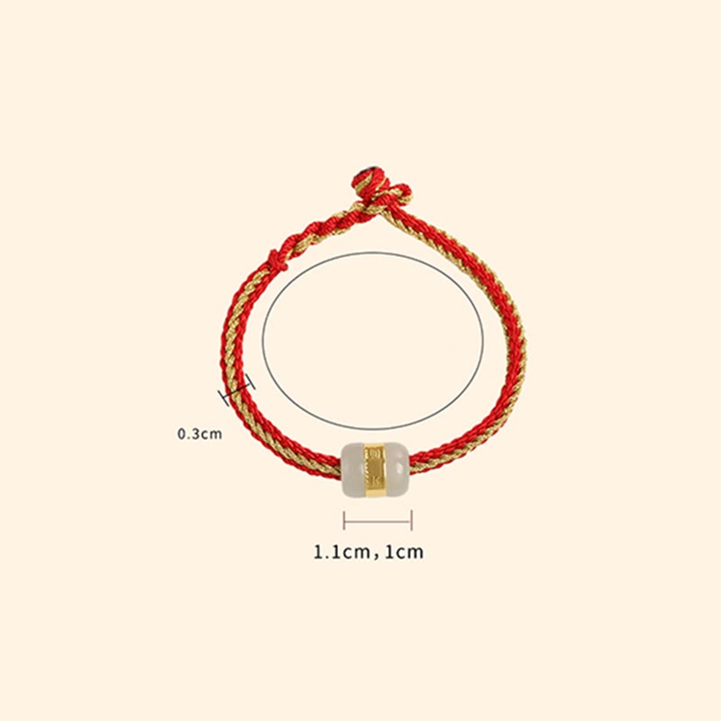 999 Gold Hetian White Jade Om Mani Padme Hum Fu Luck Bracelet