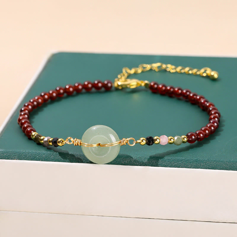 Natural Garnet Peace Buckle Bead Calm Bracelet