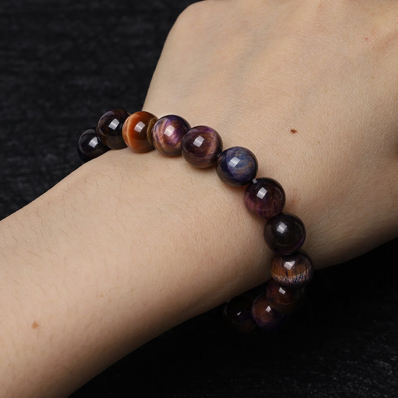 8mm Purple Tiger Eye Protection Bracelet for Strength