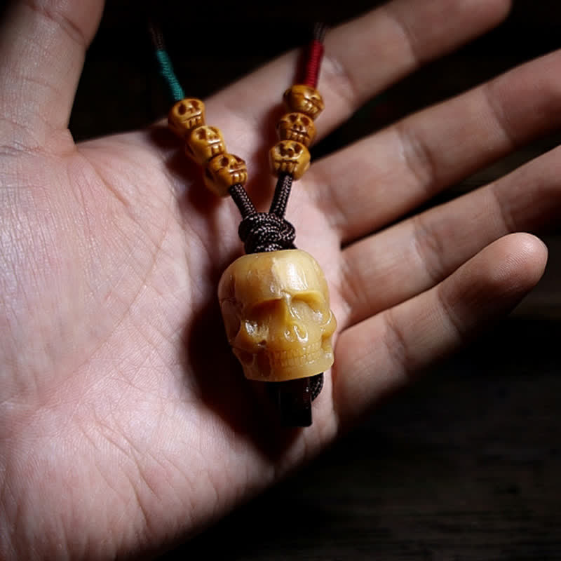 Tibetan Camel Bone Skull Protection Necklace 50cm Unisex