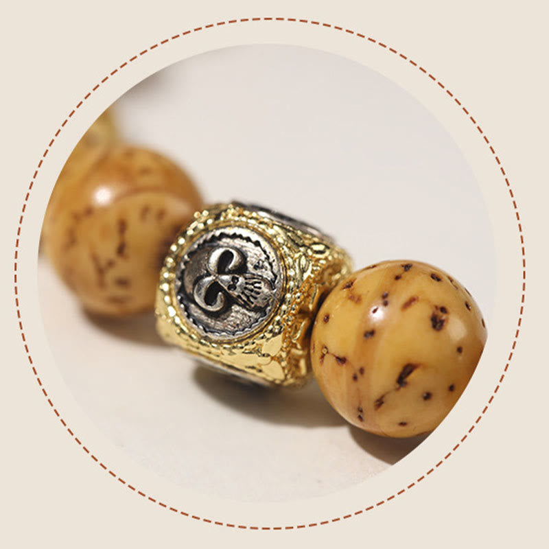 Double Wrap Purple Gold Rat Wealth Bodhi Seed Spiritual Bracelet