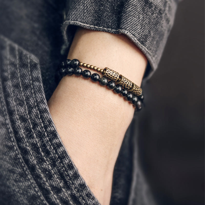 Rainbow Obsidian Copper Love Double Wrap Bracelet