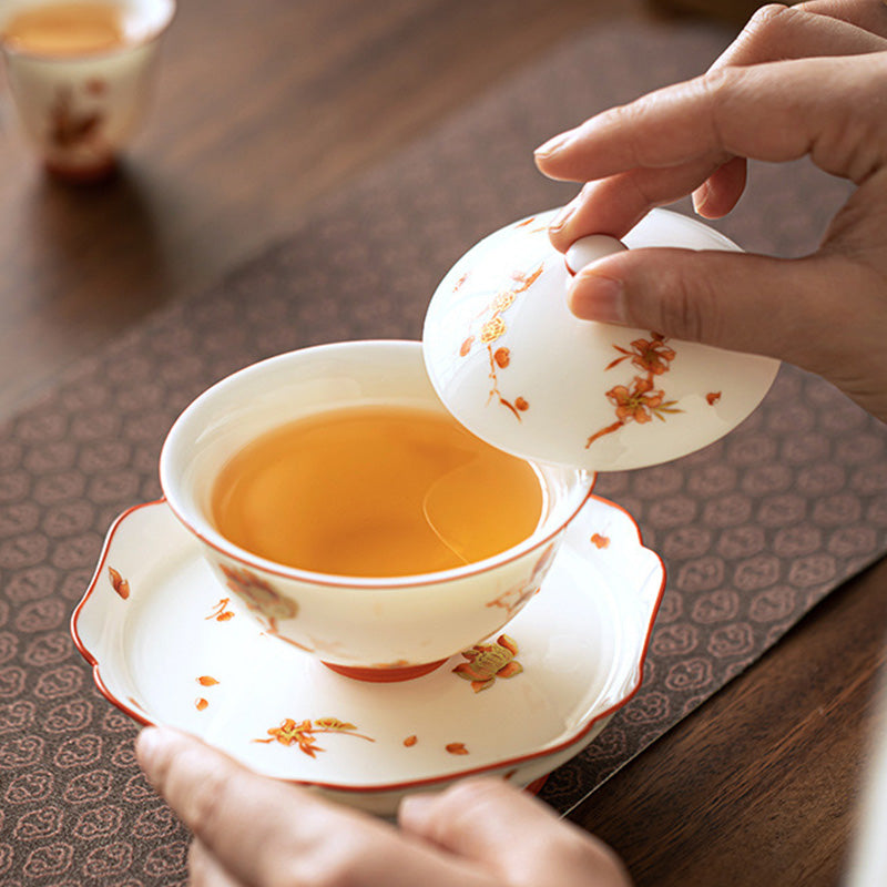 White Porcelain Gaiwan Set for Zen Decor & Tea Rituals