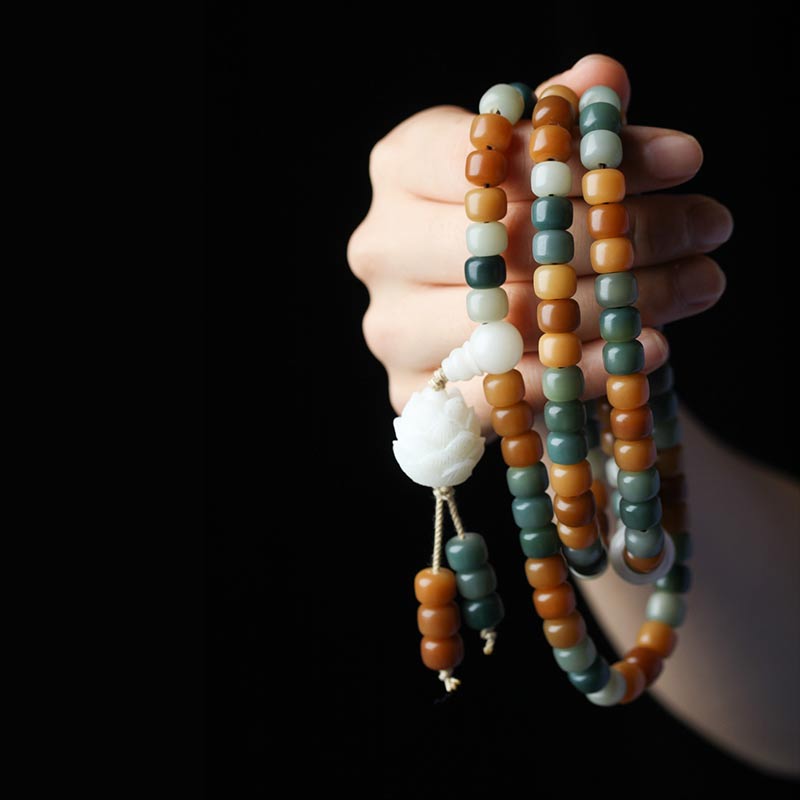 7*9mm Unisex Lotus Mala Harmony Bracelet Necklace