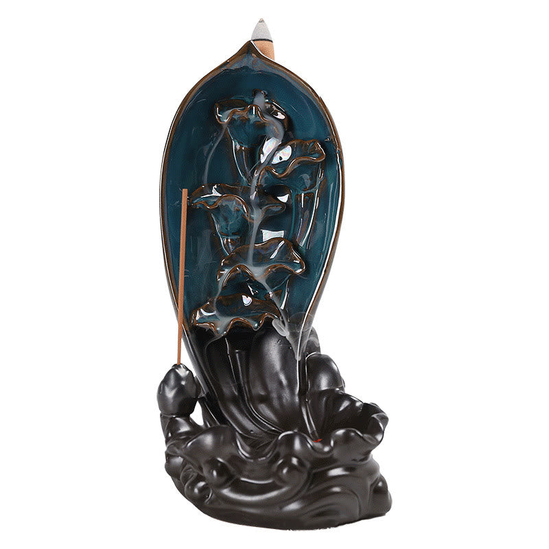 Ceramic Waterfall Incense Burner for Meditation & Backflow