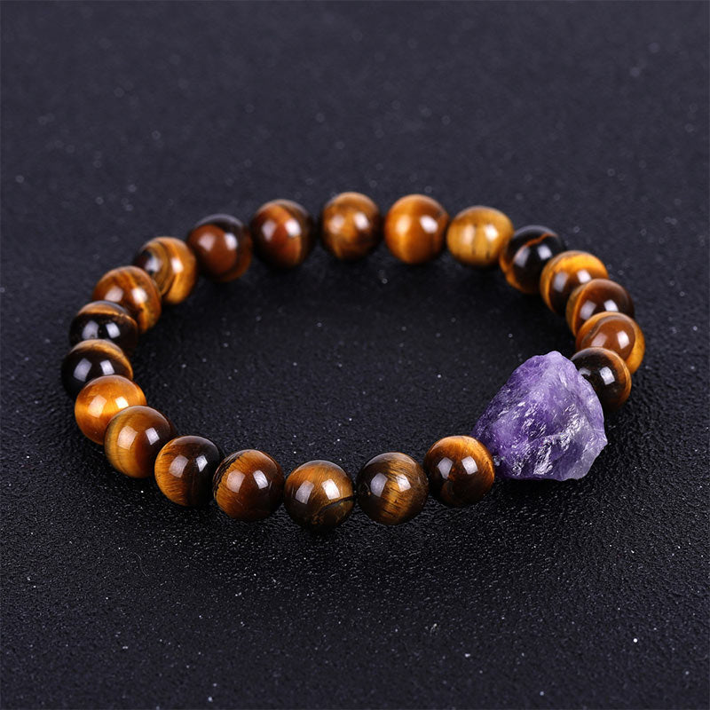 8mm Tiger Eye Amethyst Balance Bracelet