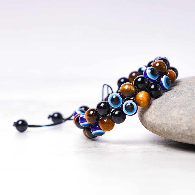 Tiger Eye Evil Eye Protection Bracelet 8mm Beads Classic