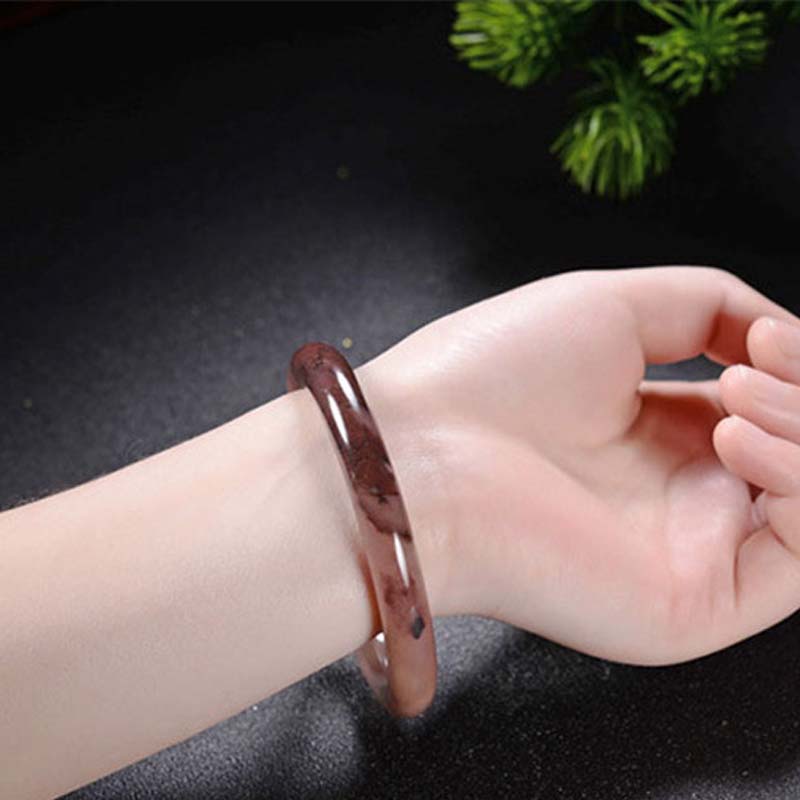 Purple Golden Silk Jade Bangle Bracelet for Wealth & Luck