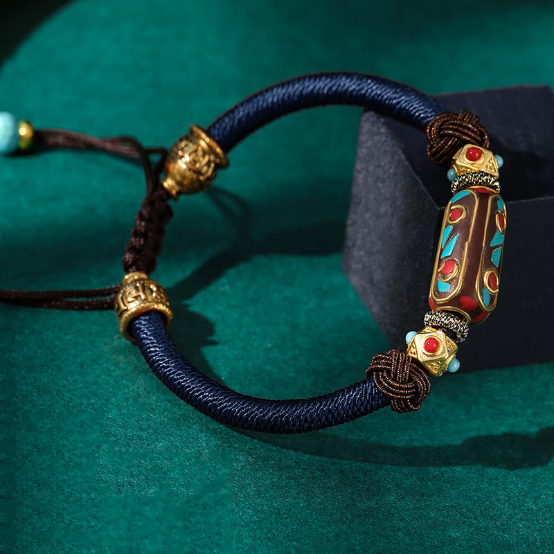 Unisex Tibetan Turquoise Om Mani Padme Hum Strength Bracelet