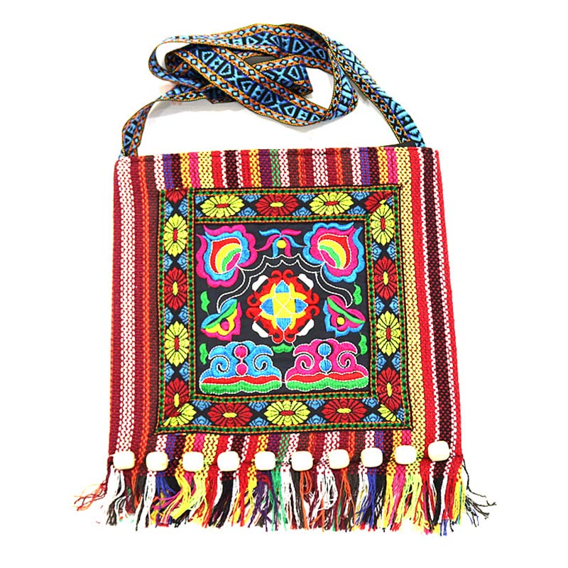 Canvas Camellia Crossbody Bag | Handmade Embroidered Shoulder Bag