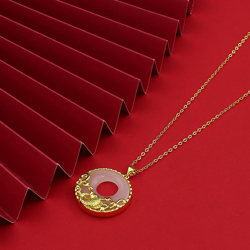 White Jade Koi Fish Necklace for Prosperity & Protection