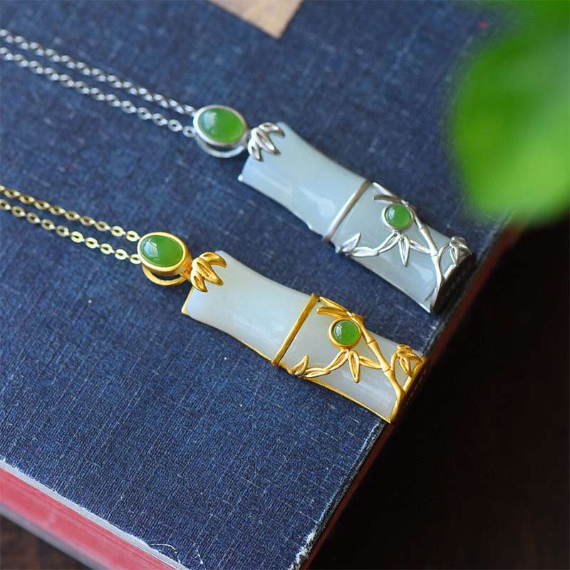 Unisex White Jade Cyan Jade Protection Necklace