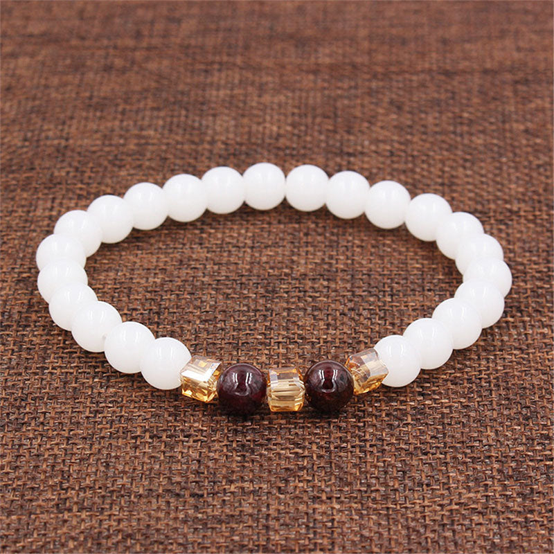 7mm White Jade Protection Bracelet for Luck and Clarity