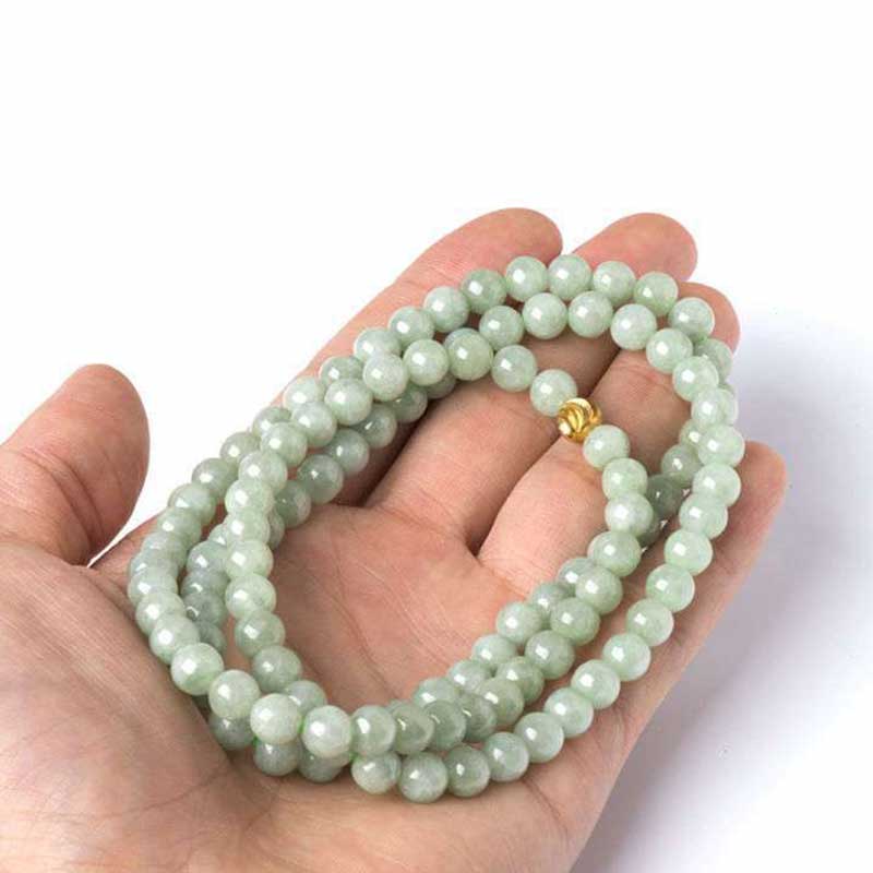 108 Beads 7mm Jade Luck Bracelet Mala for Prosperity