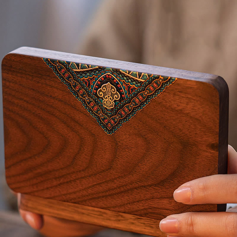 Vintage Handmade Black Walnut Wood Jewelry Storage Box
