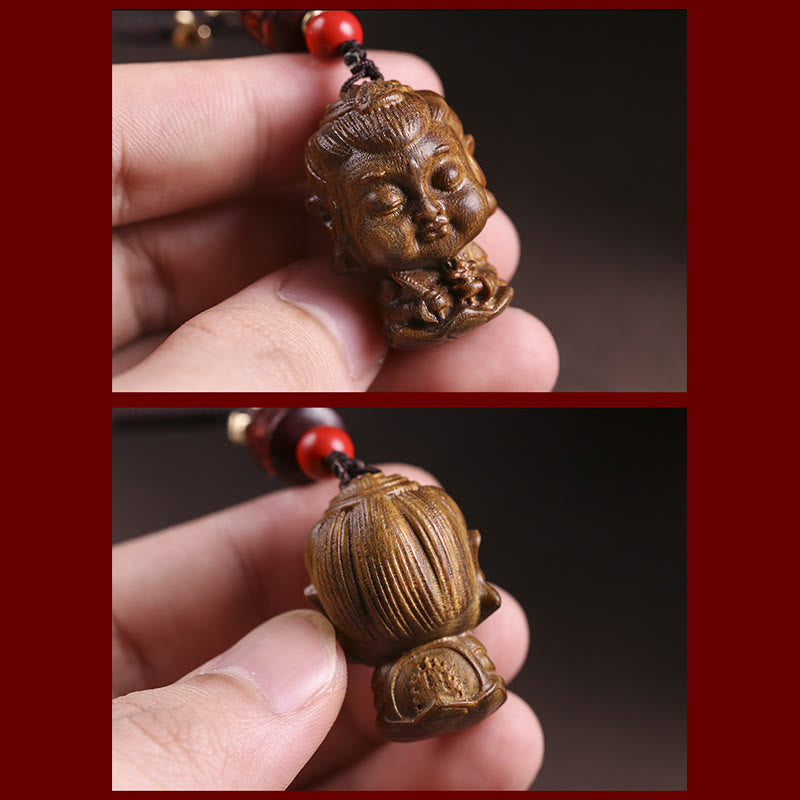 Chinese Zodiac Green Sandalwood Protection Key Chain