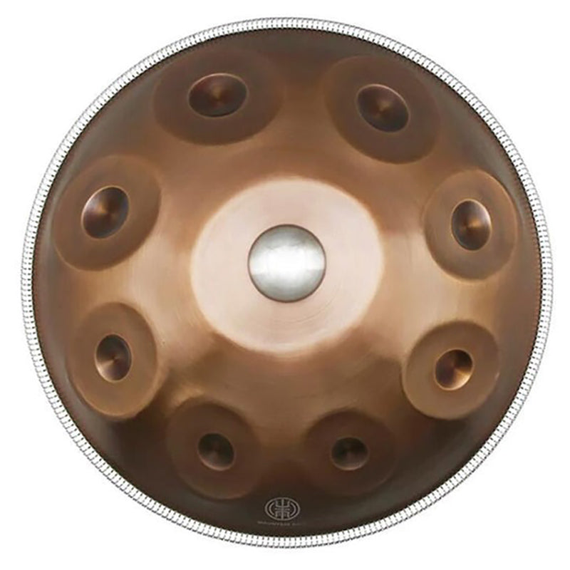 Handpan drum in Celtic D Minor with nine tone fields arranged circularly