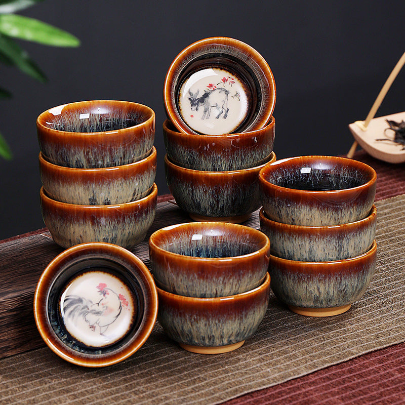 Ceramic 12 Chinese Zodiac Teacup 73ml for Tea Ritual