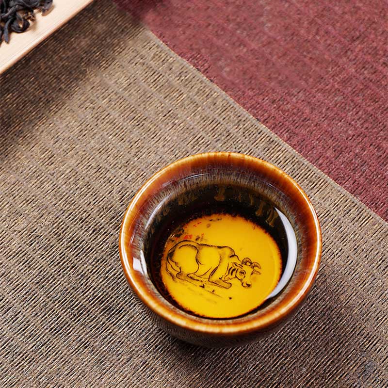 Ceramic 12 Chinese Zodiac Teacup 73ml for Tea Ritual