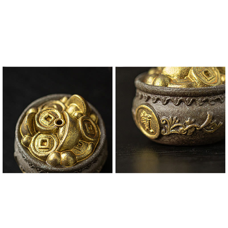 Ceramic Bagua Incense Burner | Treasure Bowl & Lucky Bag Set