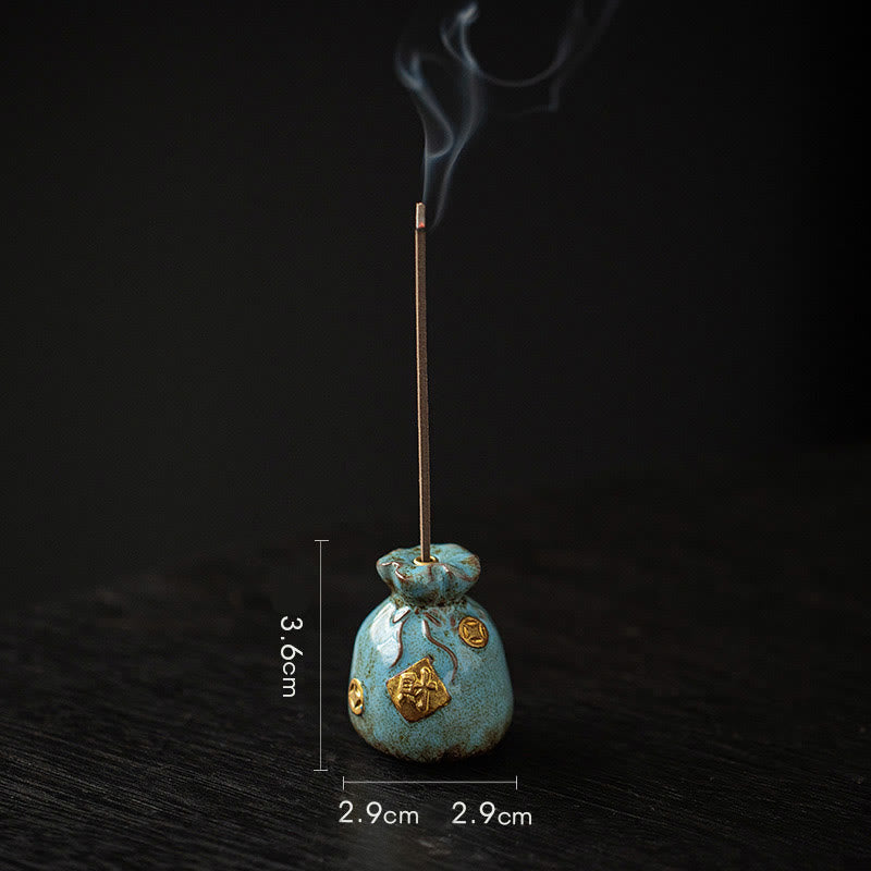 Ceramic Bagua Incense Burner | Treasure Bowl & Lucky Bag Set