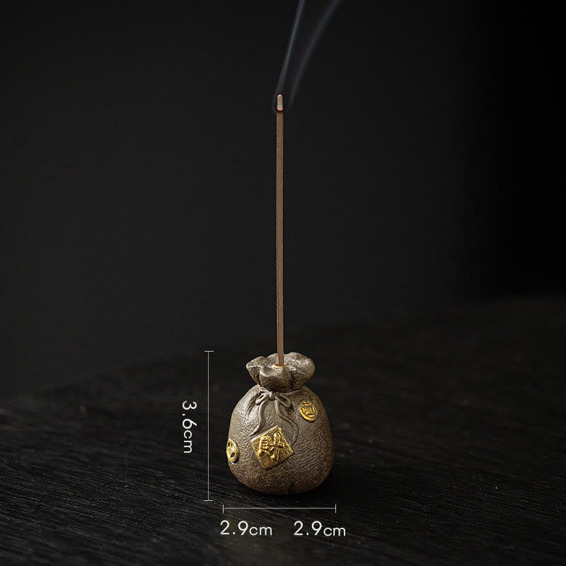 Ceramic Bagua Incense Burner | Treasure Bowl & Lucky Bag Set