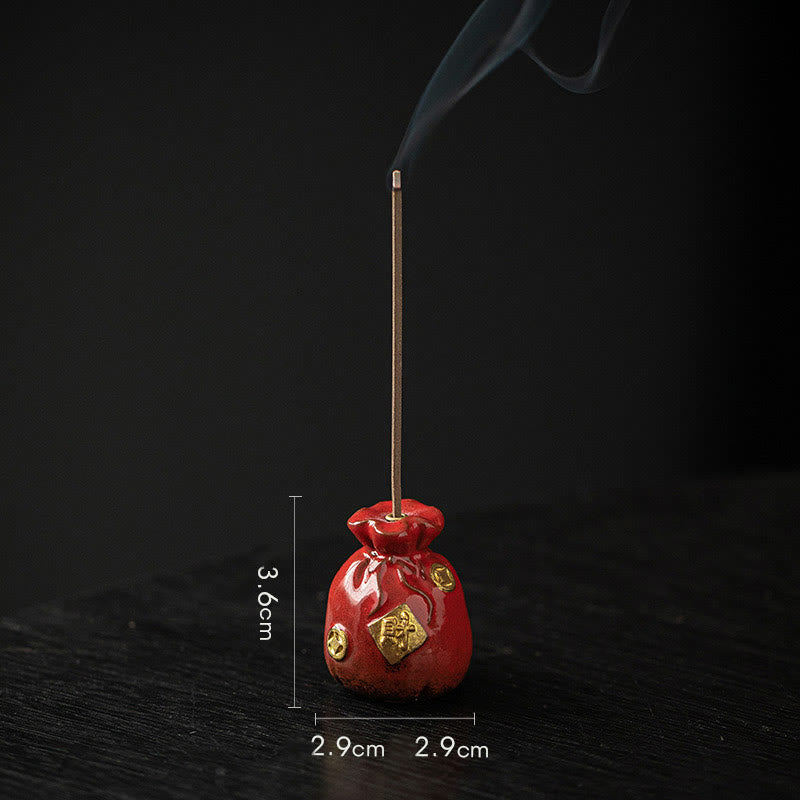 Ceramic Bagua Incense Burner | Treasure Bowl & Lucky Bag Set