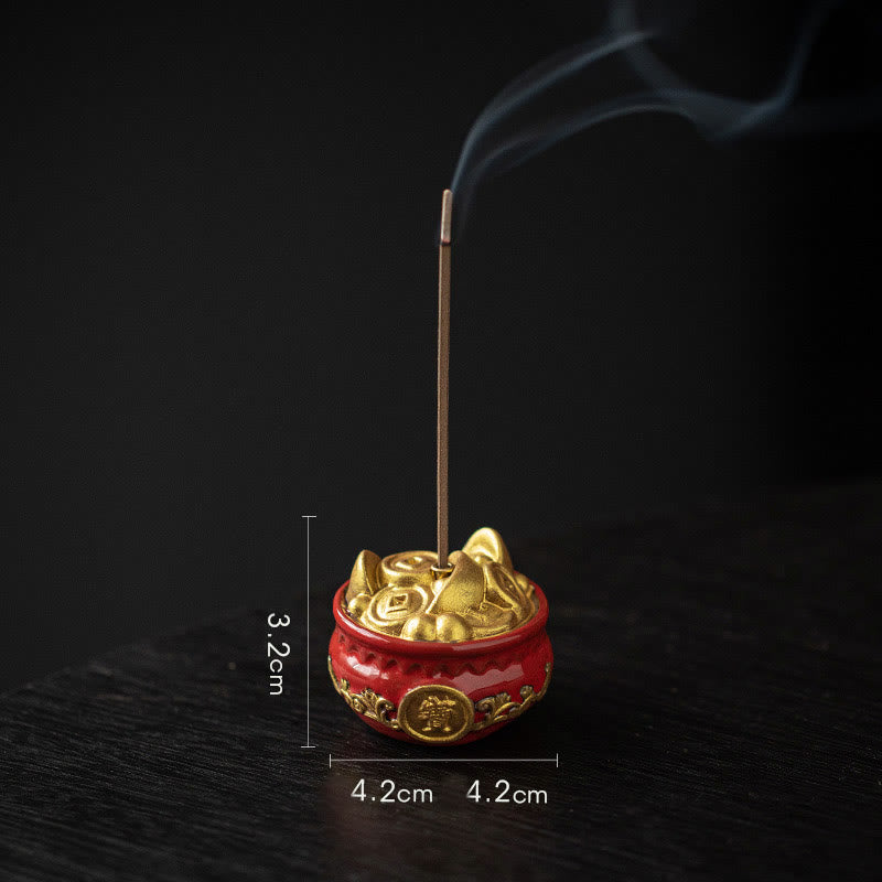 Ceramic Bagua Incense Burner | Treasure Bowl & Lucky Bag Set