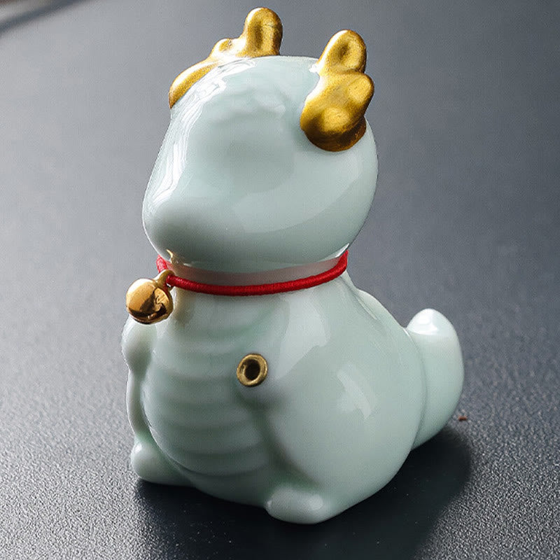 Ceramic Dragon Bell Incense Burner for Meditation & Balance