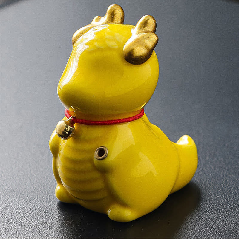 Ceramic Dragon Bell Incense Burner for Meditation & Balance