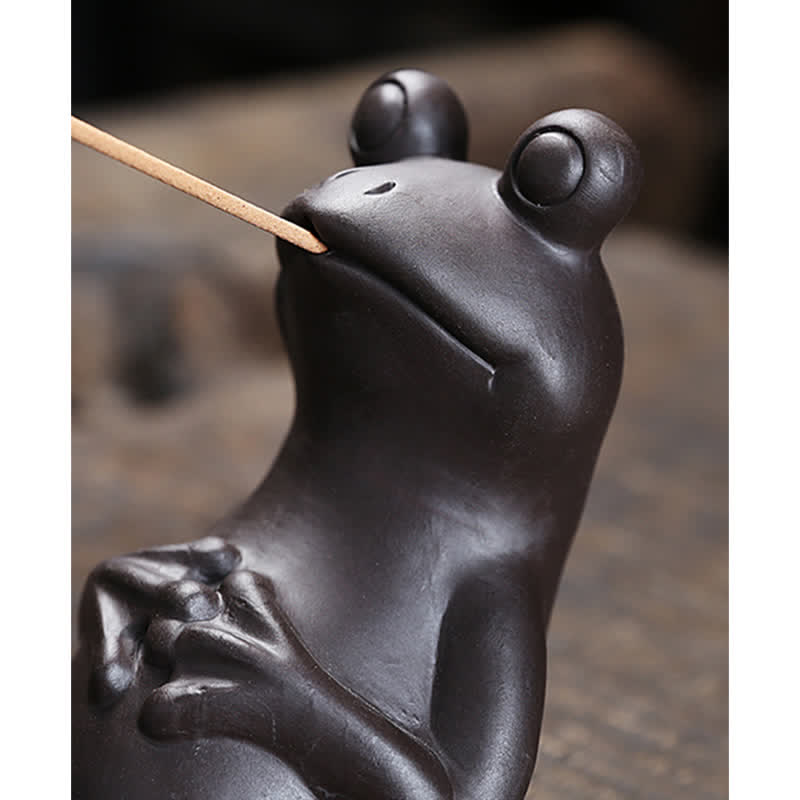 Ceramic Meditation Frog Incense Burner for Spiritual Peace